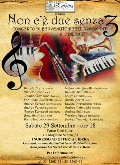 Non c’è 2 senza 3 – Concerto Inaugurale della Scuola di Musica Eufonia