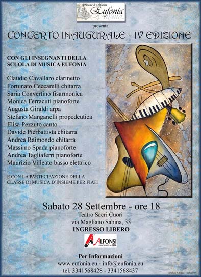 Sabato 28 Settembre – Concerto Inaugurale della Scuola di Musica Eufonia – IV Edizione