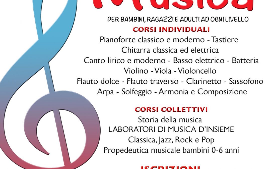 LUNEDI 6 SETTEMBRE 2020 RIAPRONO LE ISCRIZIONI AI CORSI DI MUSICA DI EUFONIA