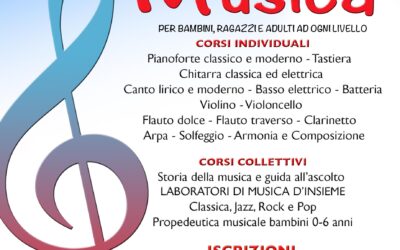 LUNEDI 5 SETTEMBRE 2022 RIAPRONO LE ISCRIZIONI AI CORSI DI MUSICA DI EUFONIA