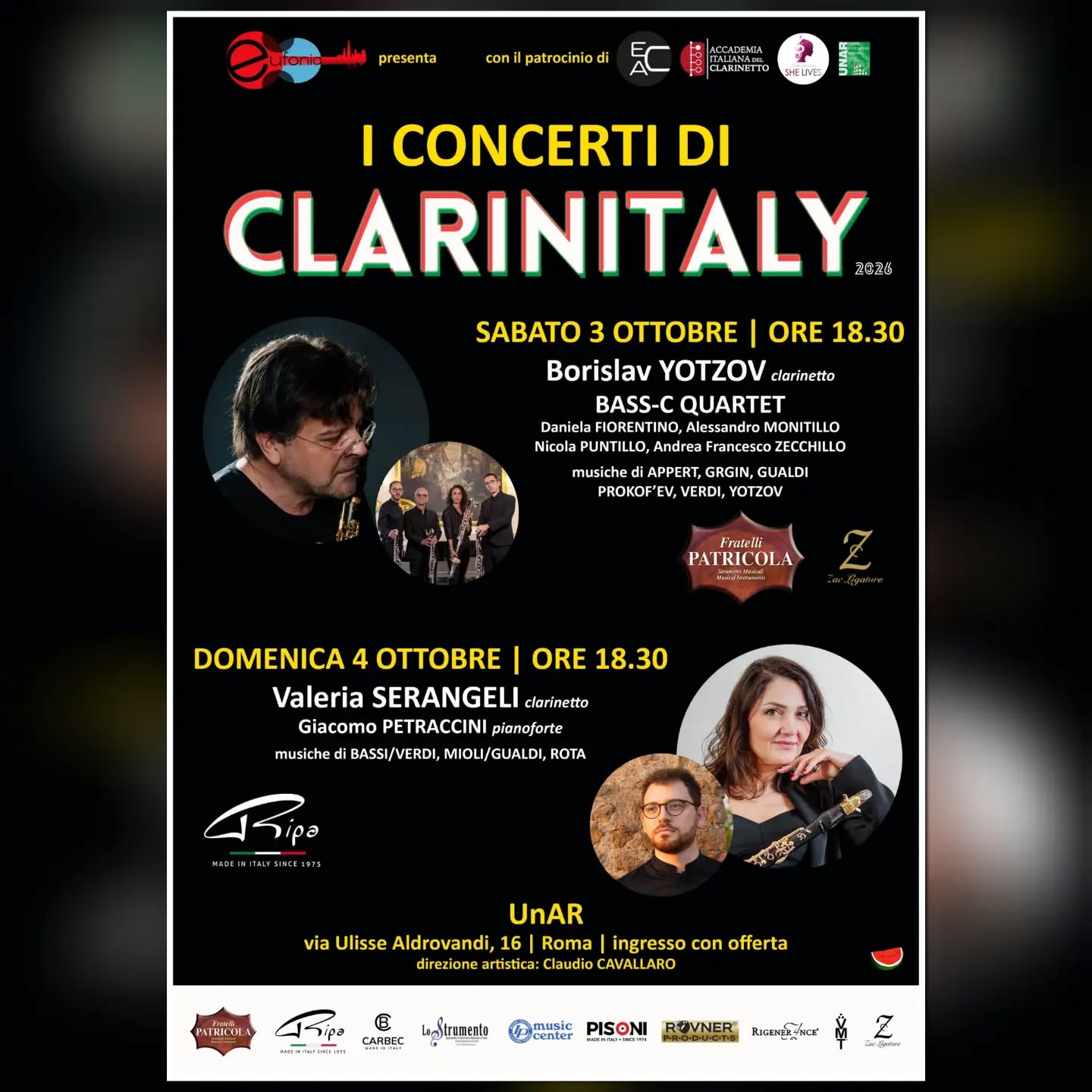 Oggi alle 18.30 concerto conclusivo di ClarinItaly con Valeria Serangeli, Primo Clarinetto del Teatro Carlo Felice di Genova, e il pianista Giacomo Petraccini. Repertorio 100% italiano come il nostro festival dedicato al clarinetto! 🇮🇹